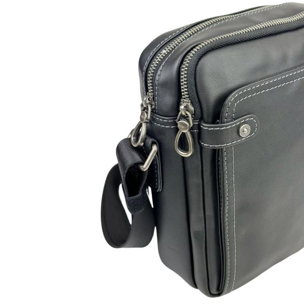 Сумка через плече чоловіча шкіряна Tiding Bag 8911A чорна