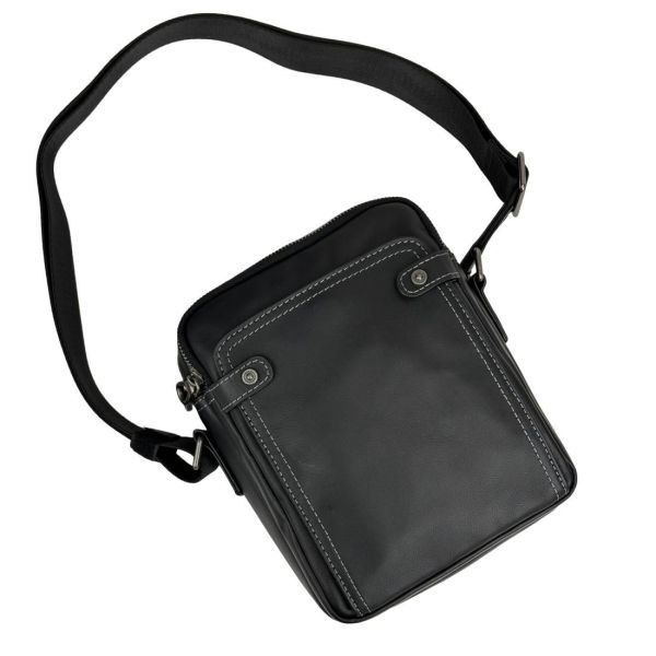 Сумка через плече чоловіча шкіряна Tiding Bag 8911A чорна