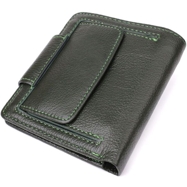 Вертикальний жіночий гаманець з натуральної шкіри ST Leather 23070 зелений