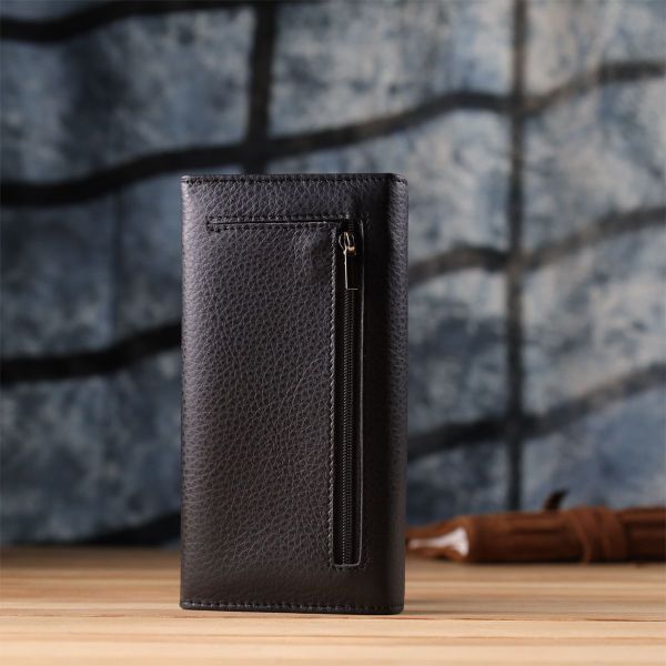 Жіночий вертикальний гаманець із натуральної шкіри ST Leather 23084 чорний