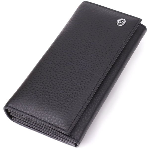 Жіночий вертикальний гаманець із натуральної шкіри ST Leather 23084 чорний