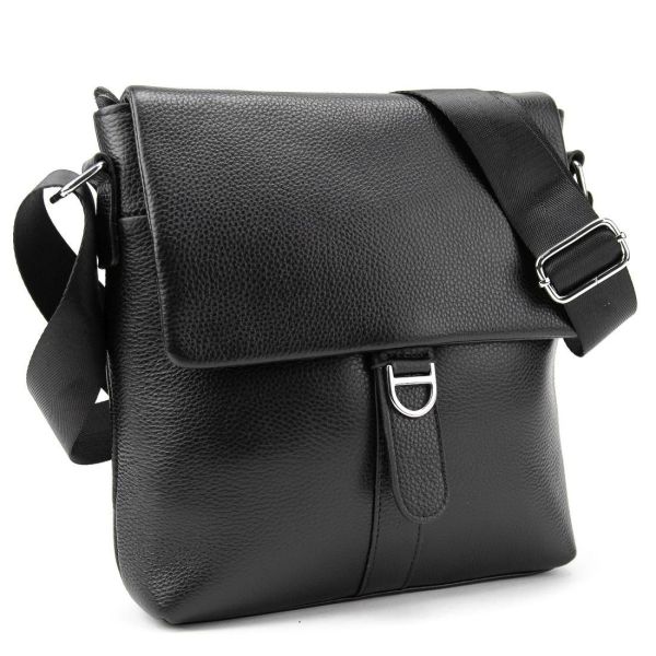 Мессенджер чорний шкіряний TIDING BAG A25-8805A