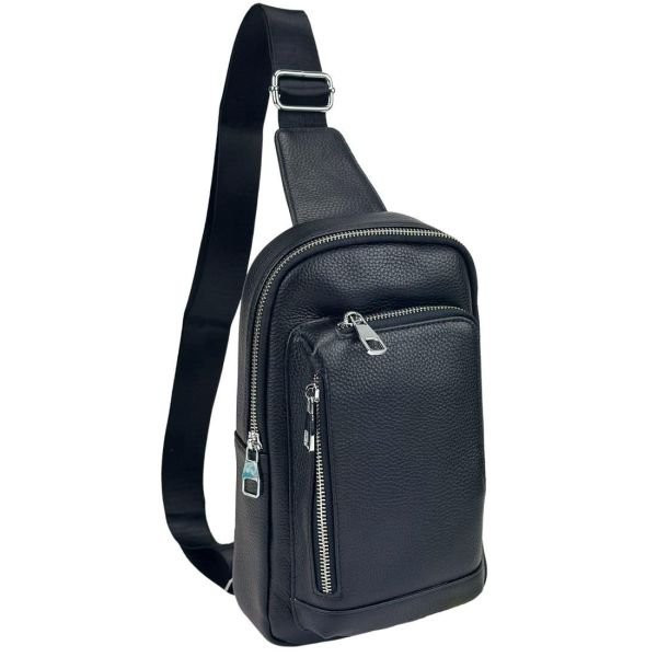 Шкіряний чорний слінг через плече Tiding Bag A25F-250131A чорний