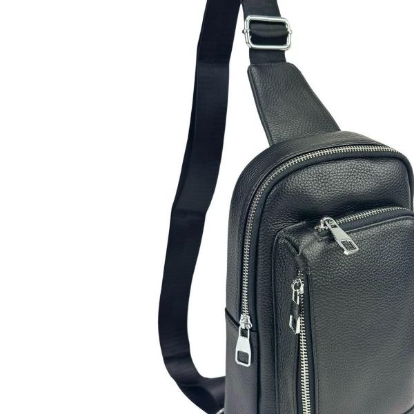 Шкіряний чорний слінг через плече Tiding Bag A25F-250131A чорний