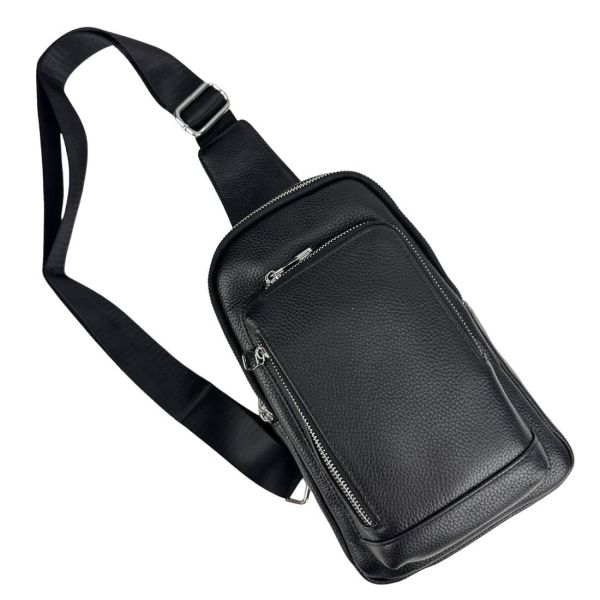 Шкіряний чорний слінг через плече Tiding Bag A25F-250131A чорний