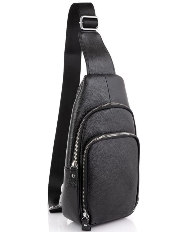 Шкіряний чорний слінг через плече Tiding Bag A25F-5058A