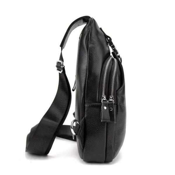 Шкіряний чорний слінг через плече Tiding Bag A25F-6809-11A