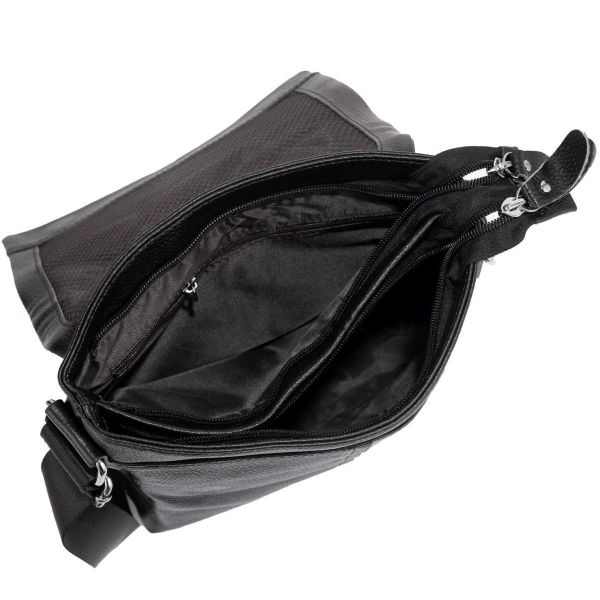 Класична чоловіча сумка через плече на два відділення Tiding Bag A25F-8870A чорна