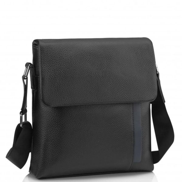 Чоловіча шкіряна сумка через плече чорна Tiding Bag A25F-9913A