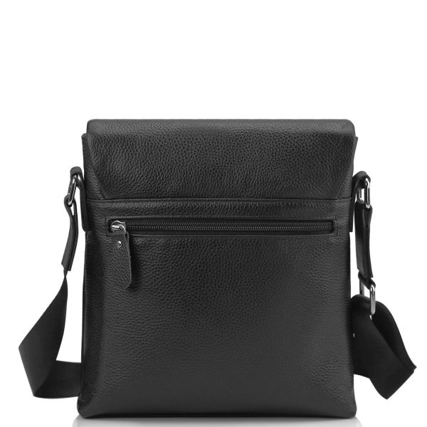 Чоловіча шкіряна сумка через плече чорна Tiding Bag A25F-9913A