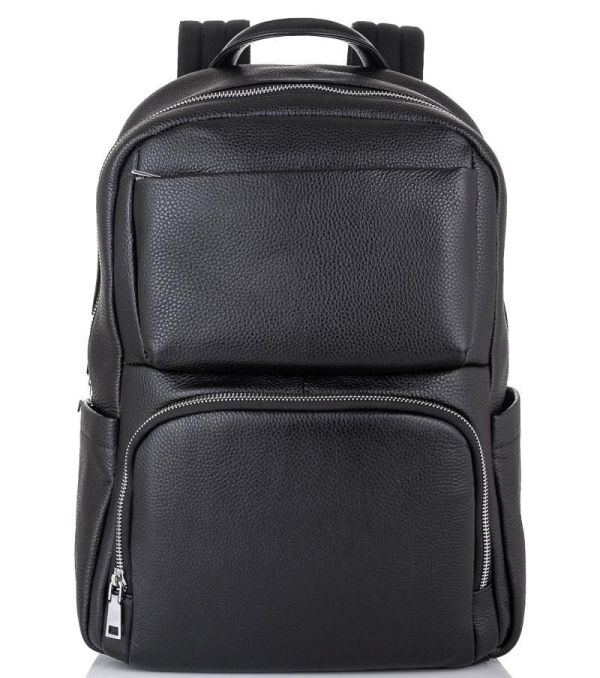 Чоловічий шкіряний рюкзак для ноутбука чорний Tiding Bag B3-154A