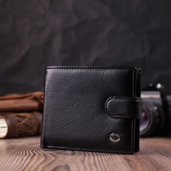 Гаманець чоловічий середнього розміру з натуральної шкіри ST Leather 22473 чорний