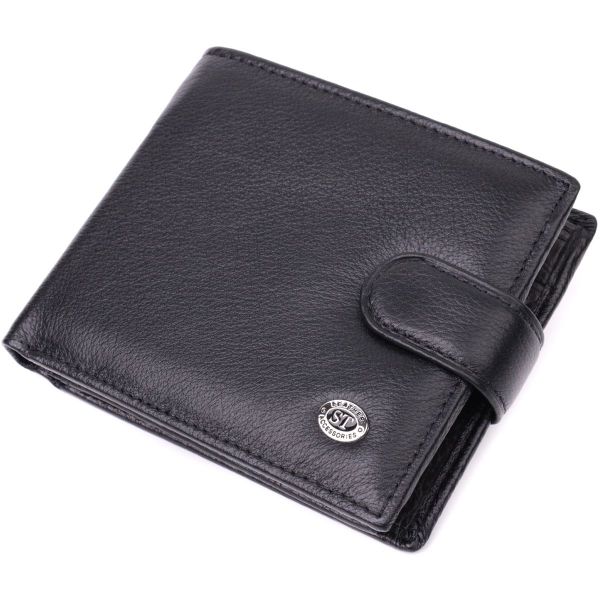Гаманець чоловічий середнього розміру з натуральної шкіри ST Leather 22473 чорний