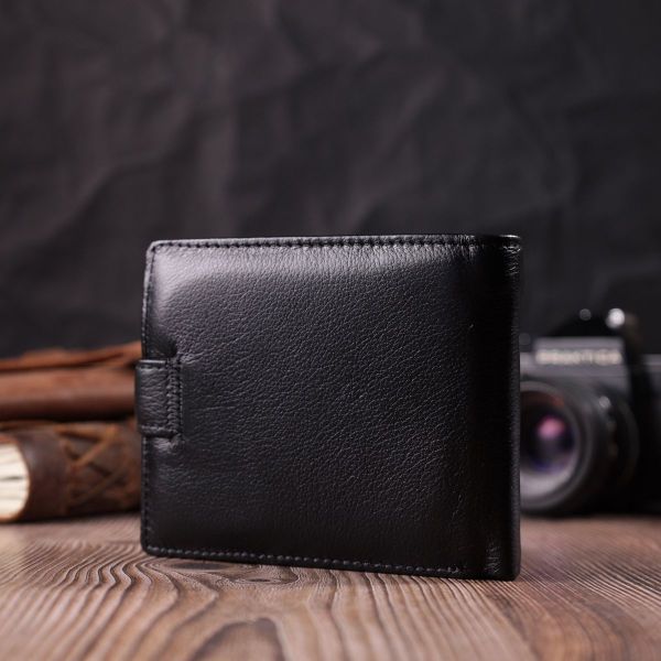 Гаманець чоловічий середнього розміру з натуральної шкіри ST Leather 22473 чорний