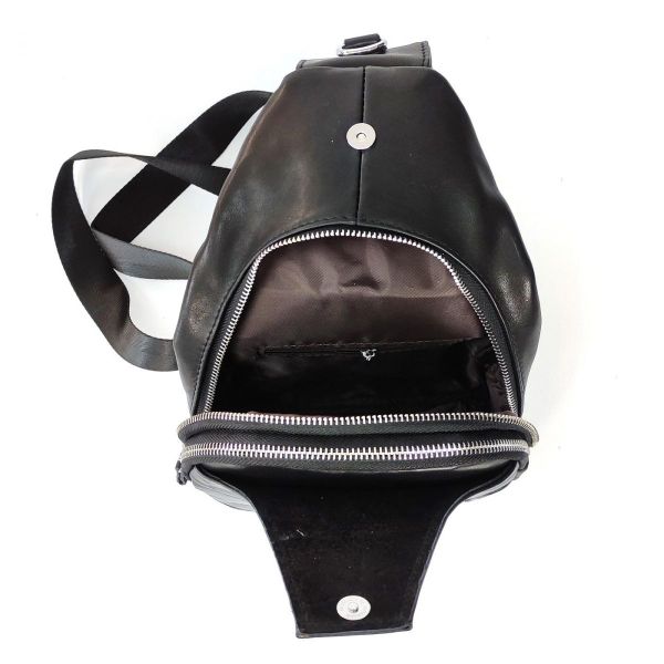Чоловічий слінг Tiding Bag FL-N2-4004A із гладкої шкіри чорного кольору.