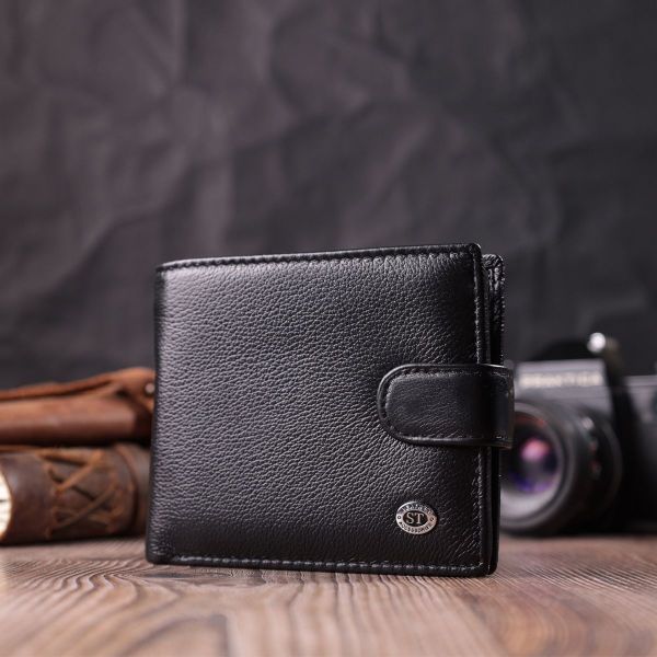 Горизонтальне чоловіче портмоне з натуральної шкіри ST Leather 22487 чорний