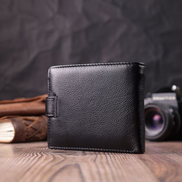 Горизонтальне чоловіче портмоне з натуральної шкіри ST Leather 22487 чорний