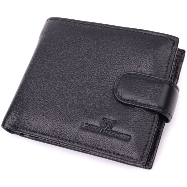 Горизонтальний гаманець середнього розміру з натуральної шкіри ST Leather 22454 чорний