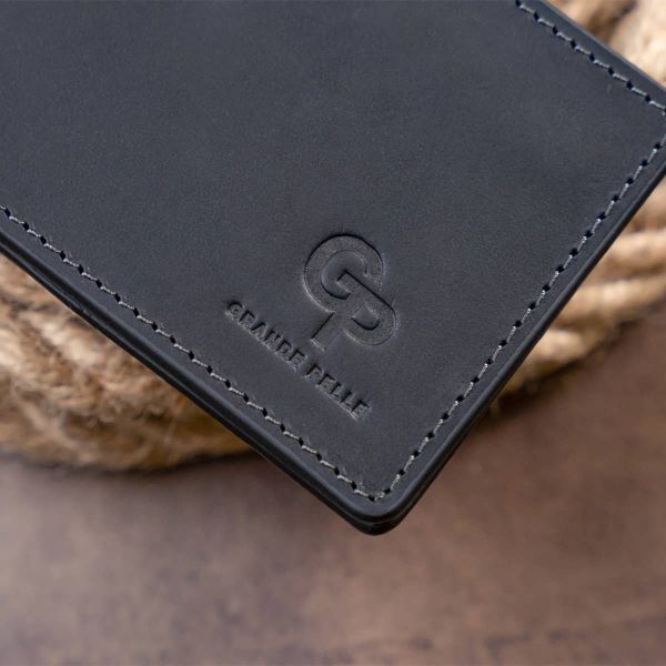 Стильный зажим для денег без застежки Grande Pelle 11294 черный