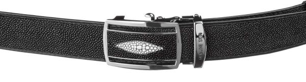 Ремінь-автомат STINGRAY LEATHER 18203 з натуральної шкіри морського ската чорний