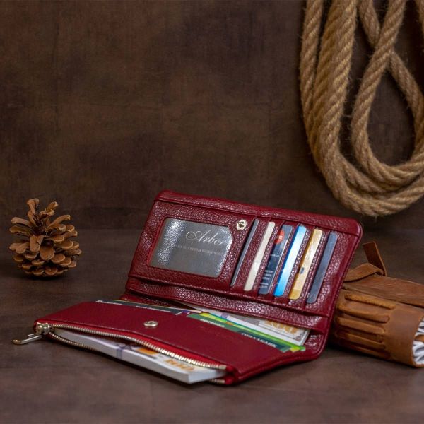 Вертикальний гаманець на кнопці жіночий ST Leather 19204 бордовий