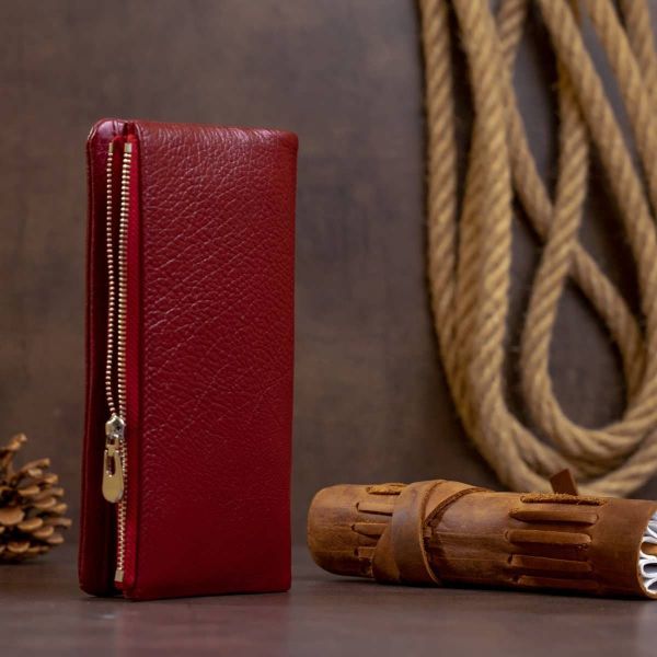 Вертикальний гаманець на кнопці жіночий ST Leather 19204 бордовий