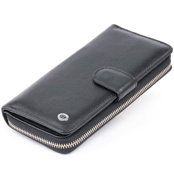 Вертикальный вместительный кошелек из кожи унисекс ST Leather 19300 черный