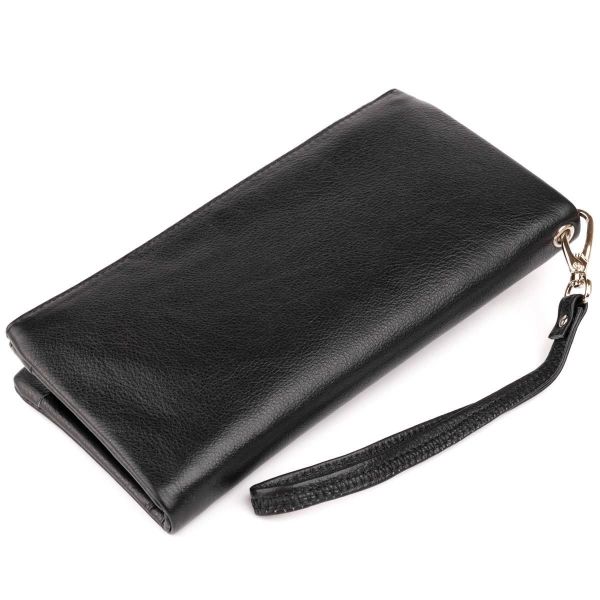 Гаманець-клатч зі шкіри з кишенею для мобільного ST Leather 19310 чорний