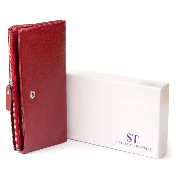 Кошелек-клатч из кожи с карманом для мобильного ST Leather 19311 бордовый
