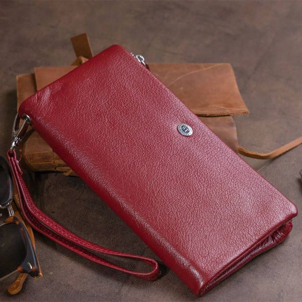 Кошелек-клатч из кожи с карманом для мобильного ST Leather 19311 бордовый