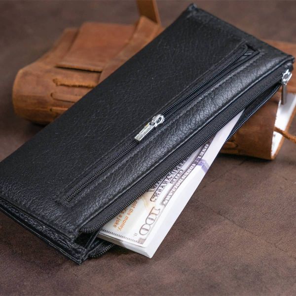 Горизонтальний тонкий гаманець зі шкіри унісекс ST Leather 19324 чорний