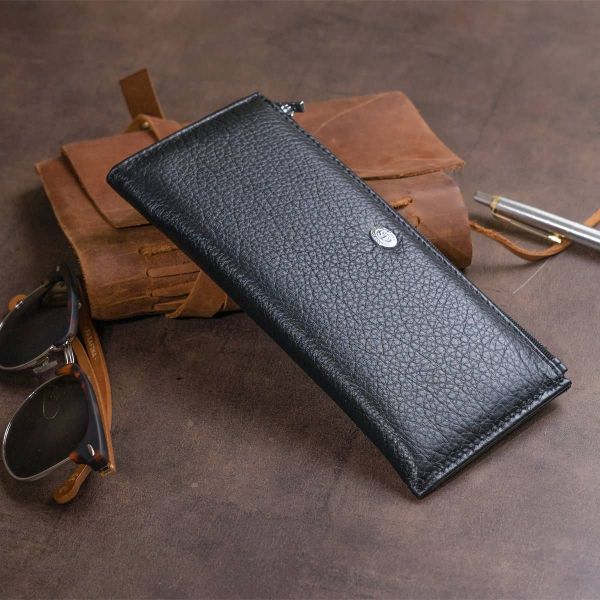 Горизонтальний тонкий гаманець зі шкіри унісекс ST Leather 19324 чорний