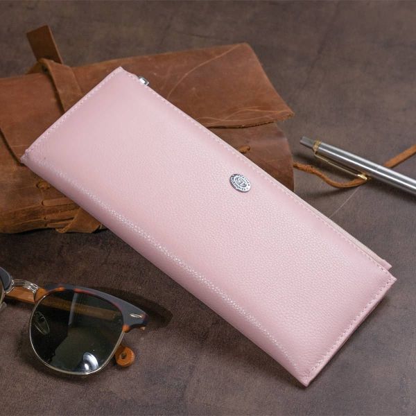 Горизонтальный тонкий кошелек из кожи ST Leather 19325 розовый