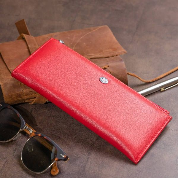 Горизонтальний тонкий гаманець зі шкіри ST Leather 19330 червоний