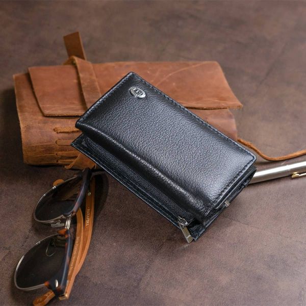 Горизонтальне портмоне зі шкіри унісекс на магніті ST Leather 19331 чорне