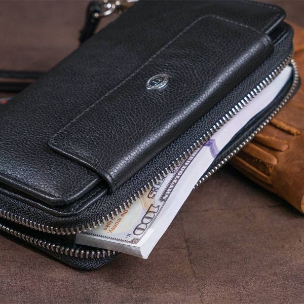 Кошелек из кожи на защелке ST Leather 19339 черный