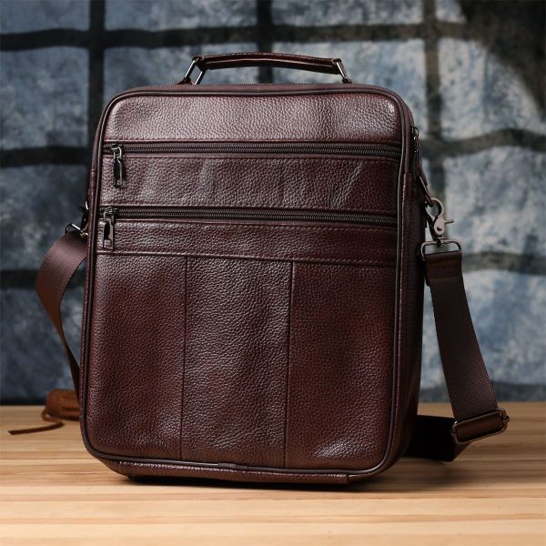 Сумка чоловіча з ручкою для перенесення в руці з натуральної шкіри Vintage 23030 коричнева