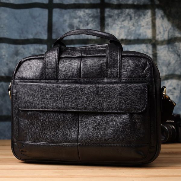 Практичний портфель для чоловіків з натуральної шкіри Vintage 23041 чорний