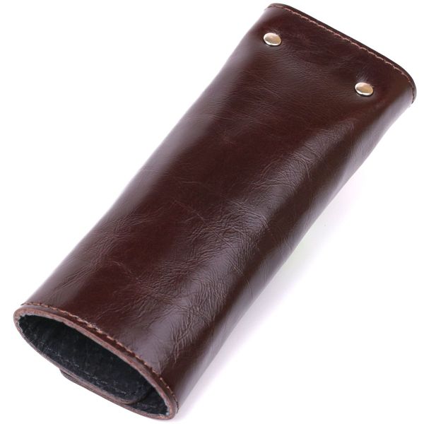 Удобная кожаная ключница Shvigel 16534 коричневая