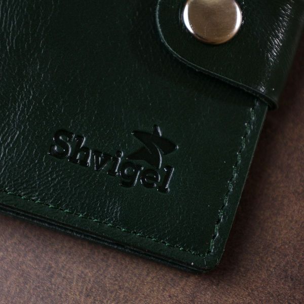 Мужское стильное кожаное портмоне Shvigel 16483 зеленое