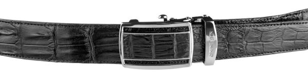 Ремінь-автомат CROCODILE LEATHER 18236 з натуральної шкіри крокодила (каймана) чорний