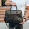 Шкіряна чоловіча сумка для документів та ноутбука чорна Tiding Bag  NV23712