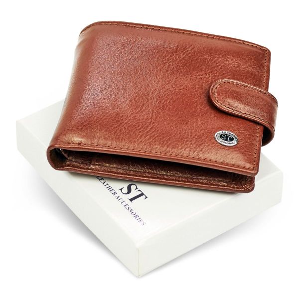 Чоловіче портмоне з натуральної шкіри ST Leather B104 коричневе