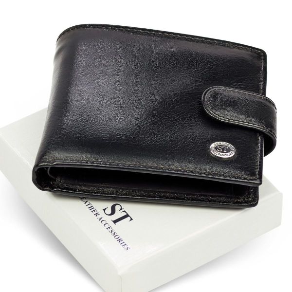 Чоловіче портмоне з натуральної шкіри ST Leather В104 чорне