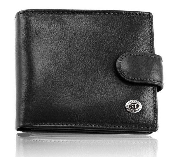 Класичне чоловіче портмоне з натуральної шкіри ST Leather В102 чорне