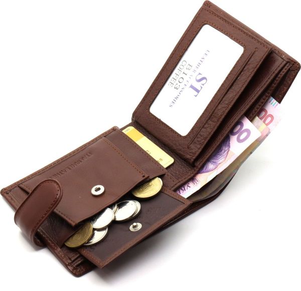Стильне шкіряне чоловіче портмоне ST Leather В103 коричневе