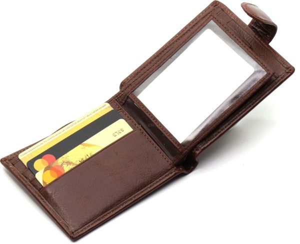 Коричневе чоловіче портмоне з натуральної шкіри з фіксацією ST Leather ST103
