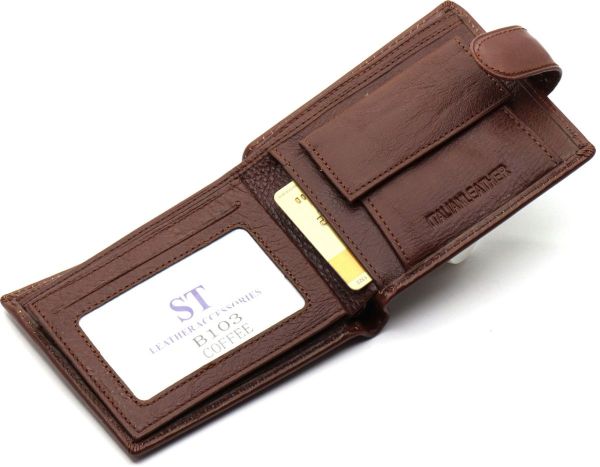 Коричневе чоловіче портмоне з натуральної шкіри з фіксацією ST Leather ST103