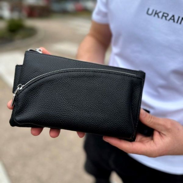 Поясна бананка унісекс Tiding Bag 14х25х8 для телефону та документів TD-54928 чорна