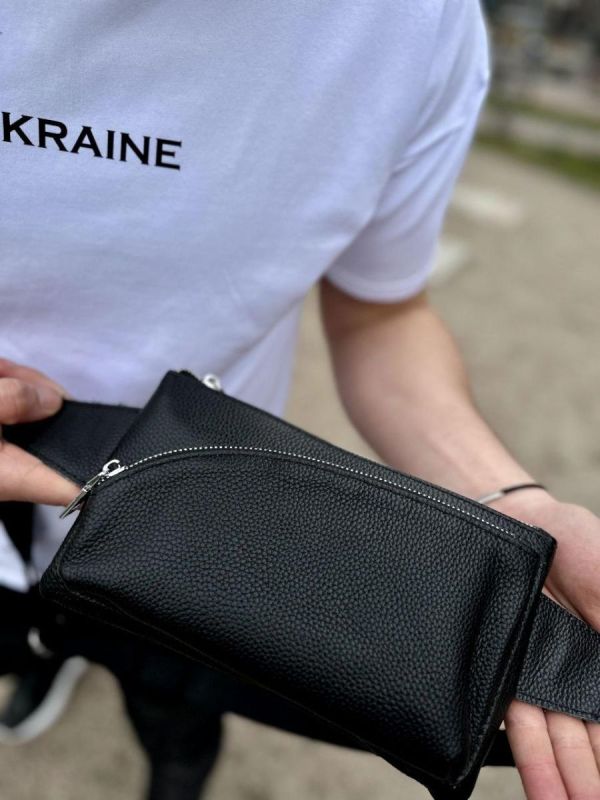 Поясна бананка унісекс Tiding Bag 14х25х8 для телефону та документів TD-54928 чорна